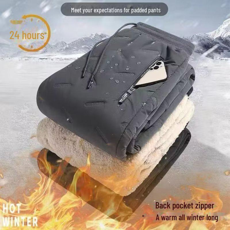 Мужские теплые повседневные брюки из овчины с подкладкой из бархата для пожилых людей - спортивная одежда, защищающая от холода, большой размер.