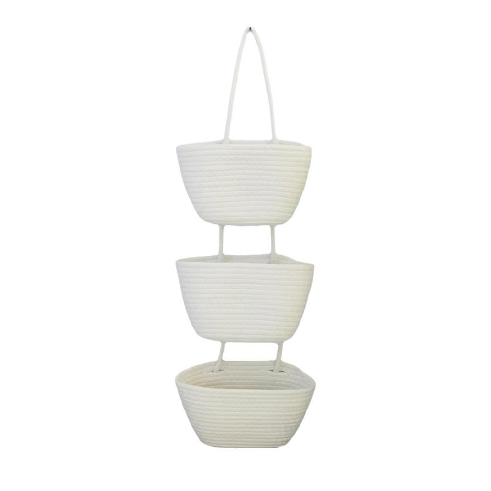 Handwoven Woven Hanging Organizer 3-Tier Wall Mount Storage Bag Cute Wall Hanging Pouch Entryway