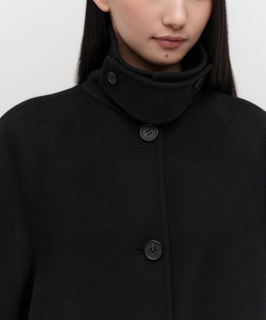 MUSINSA STANDARD WOMAN Women'S Cashmere Blend Handmade Half Balmacaan Robe Coat [Black]