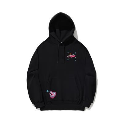Li Ning X Icecream Collaboration Серия Heartbreaker Логотип с буквами Повседневная спортивная толстовка Унисекс худи Черный AWDU843-2