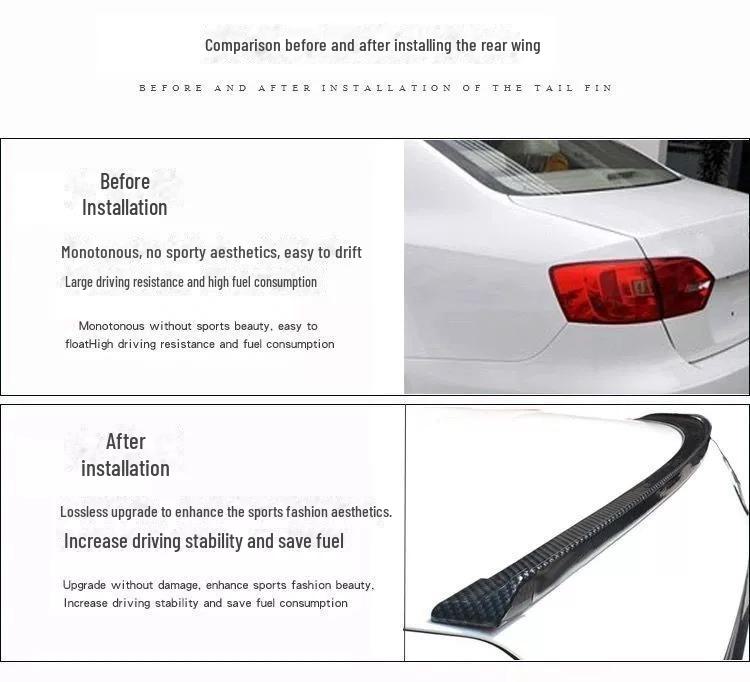 Universal Carbon Fiber Spoiler for Cars - Fixed Wind Wing Design, Punch-Free Installation, Small Size and Stylish Pattern.