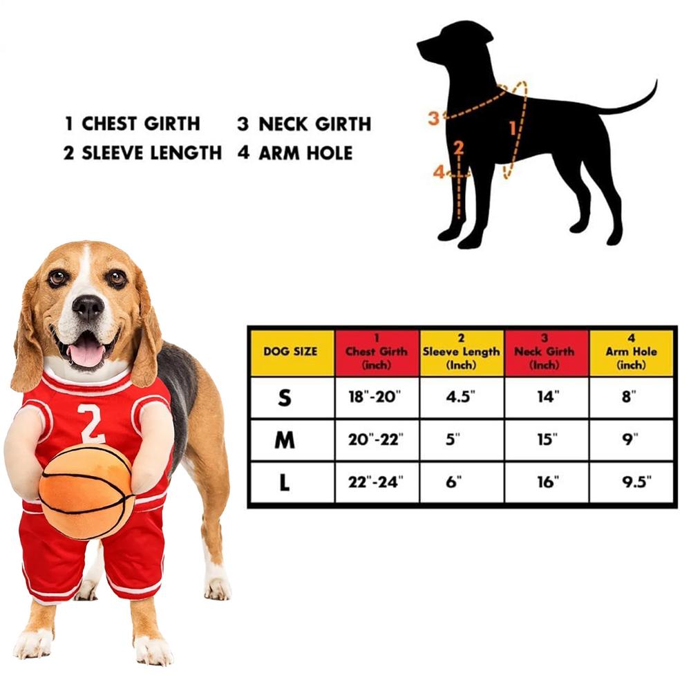 Basketball Player Pet Costume Dog Holding Basketball Clothing With Ball Breathable Halloween Cosplay Sports Clothes Medium Dog