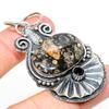 Natural Turritella Fossil,Spinel Gemstone 925 Sterling Silver Pendant 2.52" Y6v52