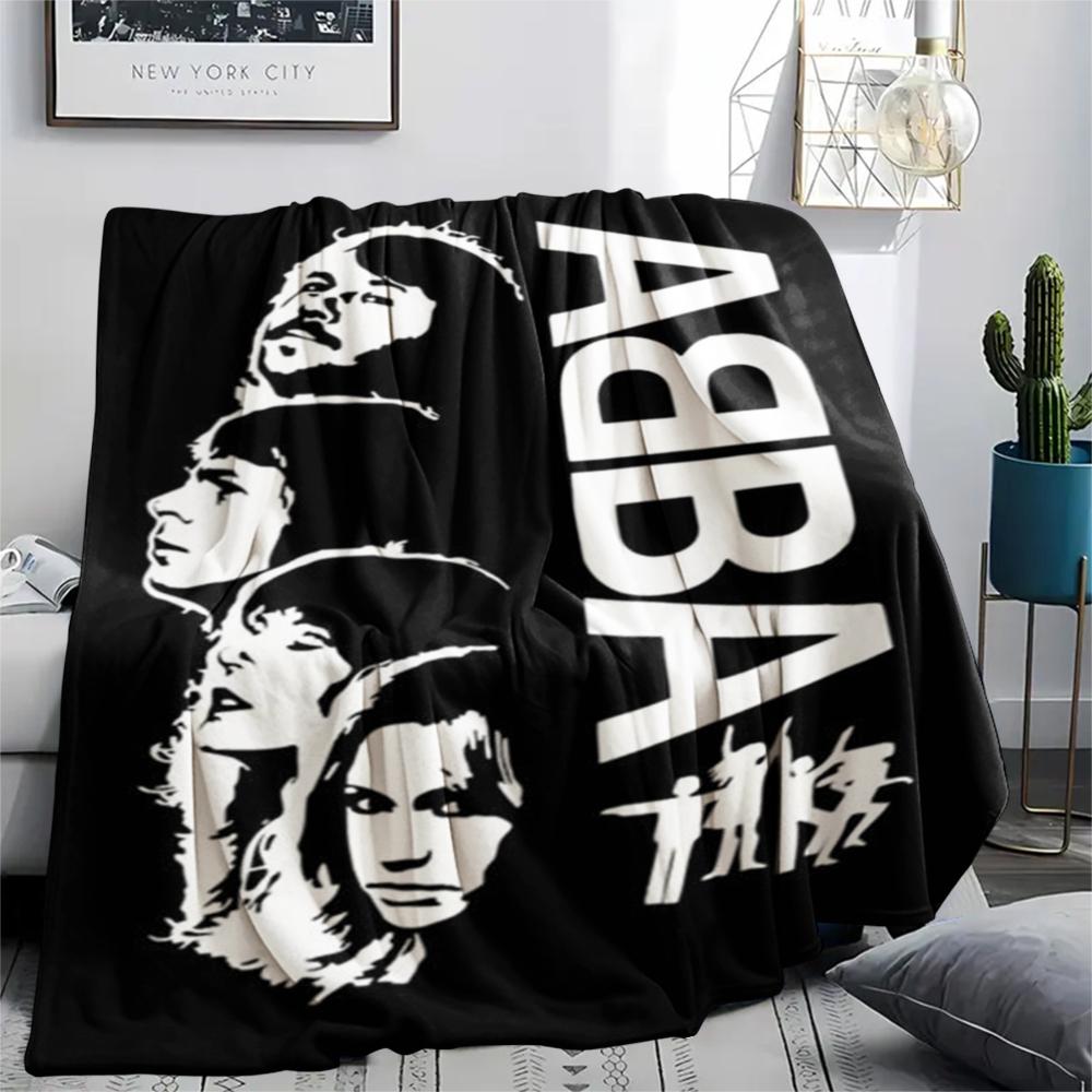 1PC ABBA Print Flannel Blanket, High quality Comfortable for All Seasons, Home Decor, Warmth and Comfort, Perfect for Christmas Gifts