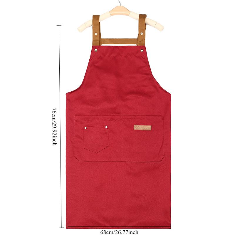 Waterproof and Oil Resistant Solid Color Kitchen Apron Durable with Pockets Suitable for Men and Women Adjustable Work Apron