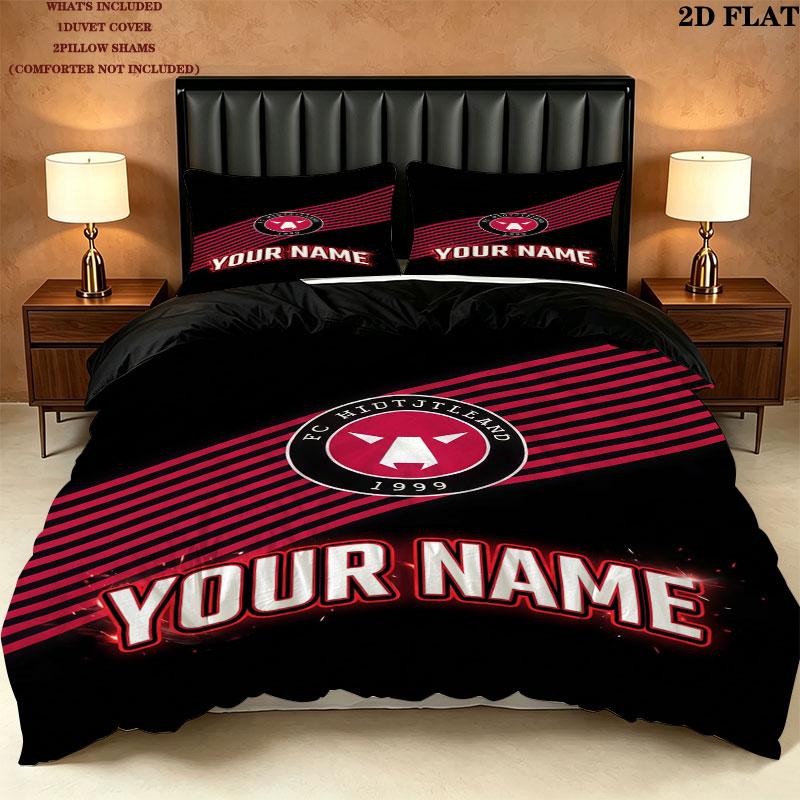 Midtjylland Fodboldklub Bedding Quilt Set Quilt Cover Pillowcase Home Decoration Birthday Gift (1 * duvet cover + 2 * pillowcase, without core)