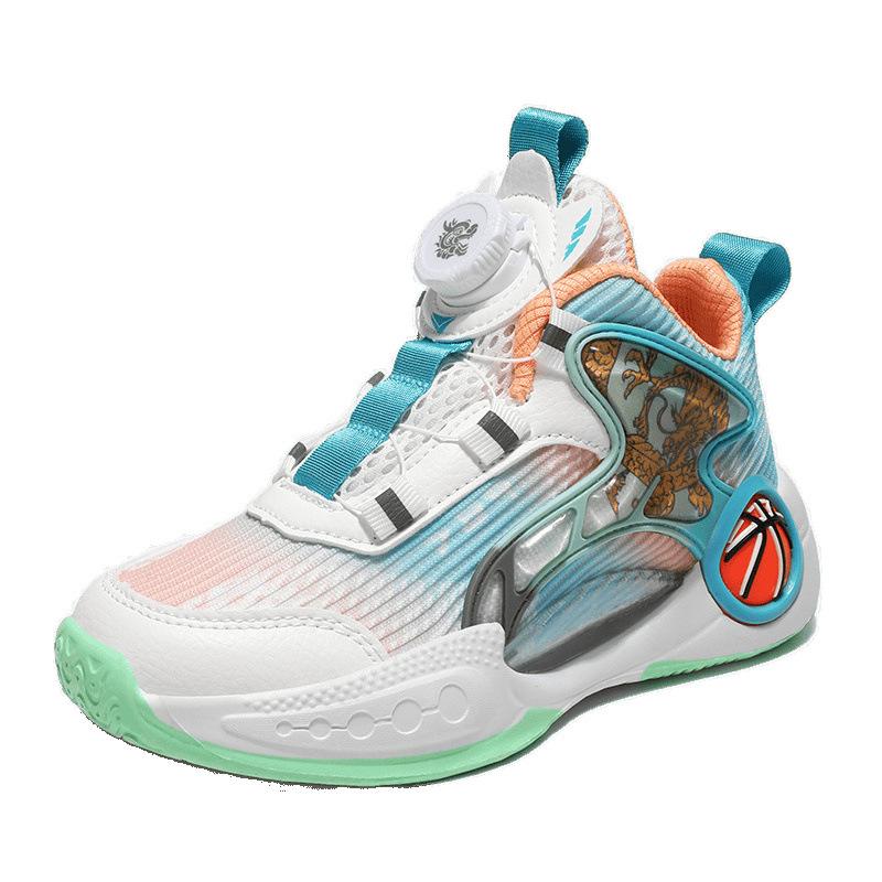 Детские баскетбольные кроссовки звук трения пружинная сетка дышащие новые спортивные кроссовки для мальчиков и девочек износостойкие и нескользящие