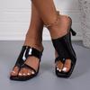 Fashion Women's Fashion Stiletto Sandals Summer New Square Head Clip Toe Anti-slip Wear-resistant High-heeled Slippers