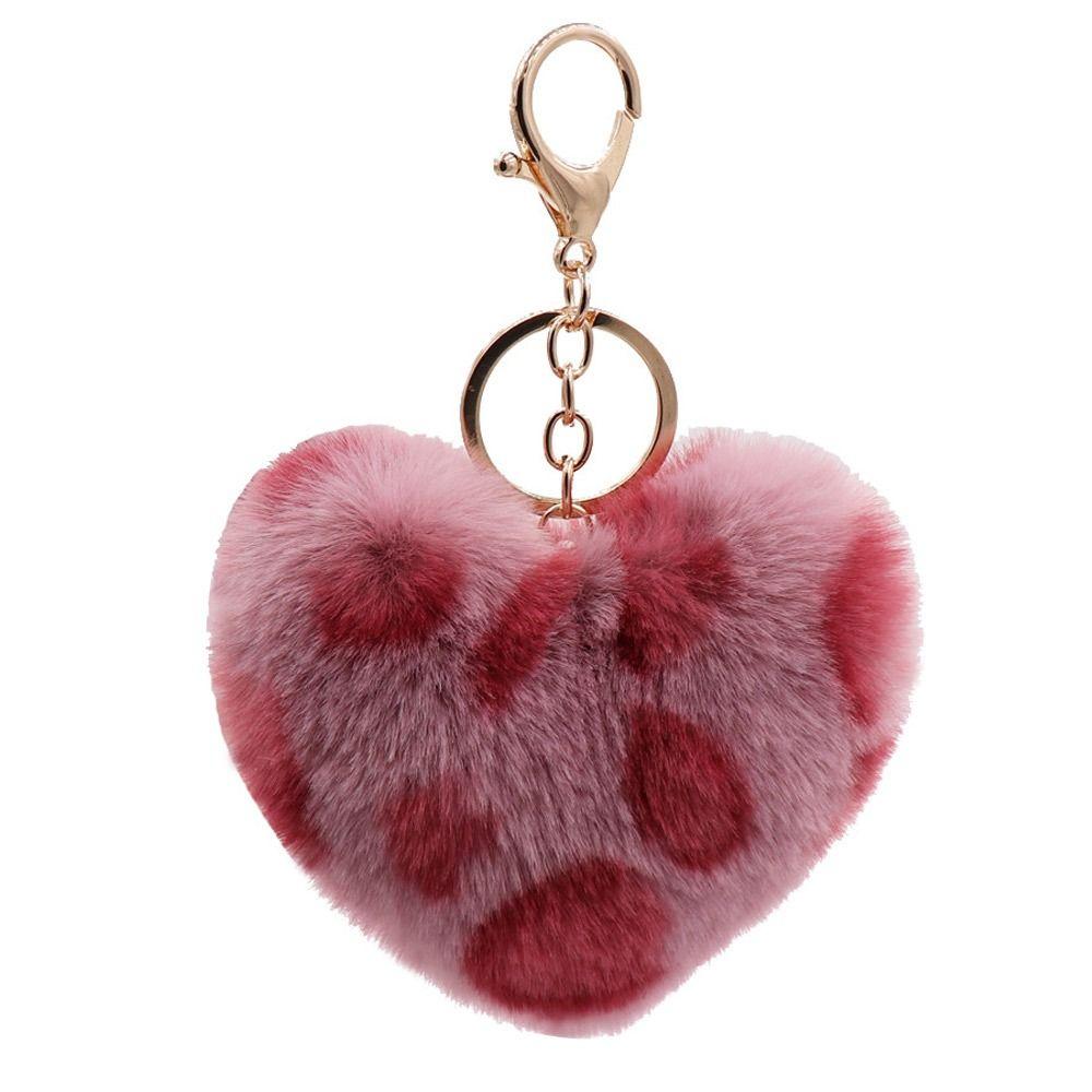 2Pcs Leopard Pattern Plush Keychain Multicolor Keyring Adorable Peach Heart Pendant Keychain  Key