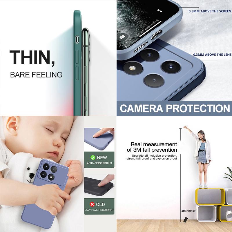 Для Poco X6 X 6 Pro Pocox6 Pro Чехол квадратный жидкий силиконовый мягкий чехол для Xiaomi Poco X6 X 6 Pro Pocox6 Pro 5G чехол для телефона