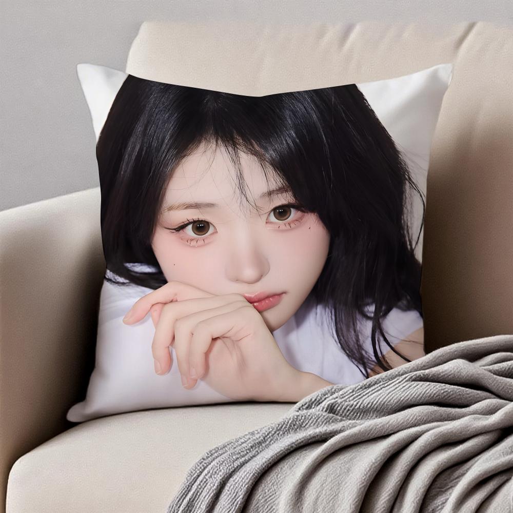 Popular Kpop Idol QWER HHina Jang Nayoung Cushion Cover Pillowcase Antidustmite Invisible Zipper Short Plush Sofa Cushion