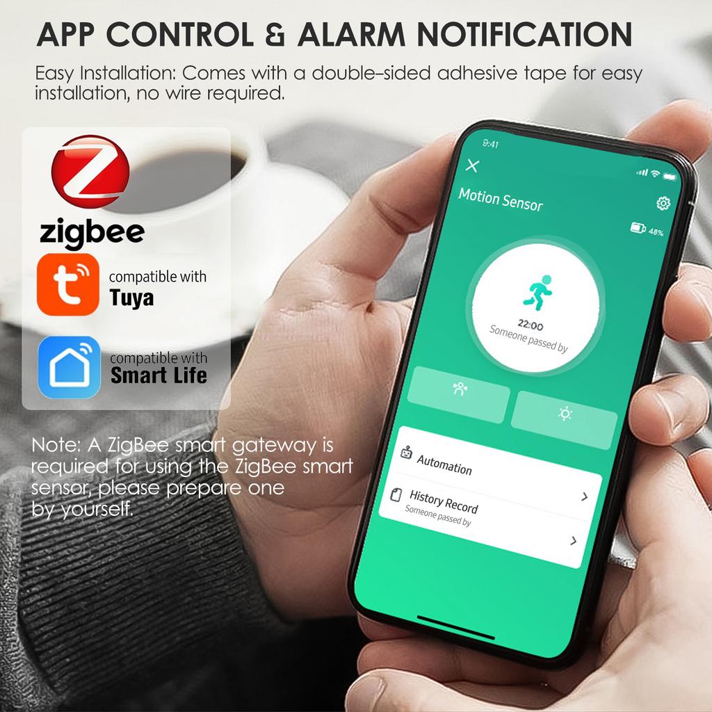 Wifi Motion Sensor Alarm Smart Human Body Induction PIR Sensor 16.4Ft 120-degree Detection Range