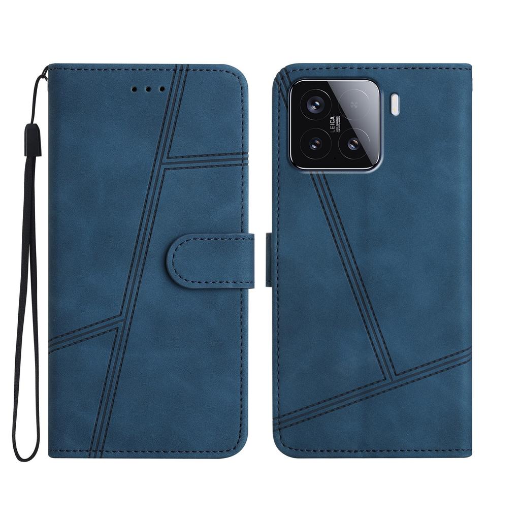 Для Xiaomi 15T Чехол Тисненые Линии Флип Кожаный Ретро Чехол для Телефона с Ремешком на Запястье