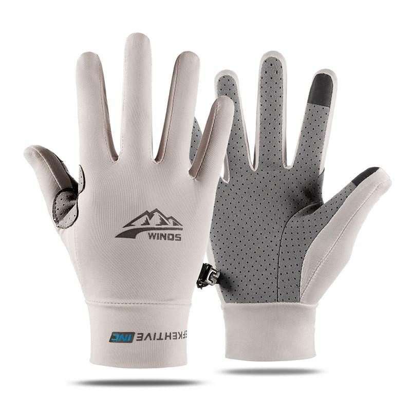 Men Women Ice Silk Full Finger Gloves Cycling Running Driving Fishing Touchscreen Anti-Slip Sport