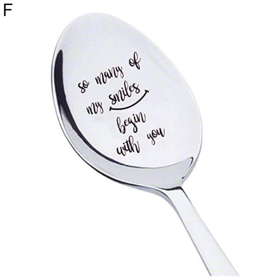 Кофейная ложка с выгравированными буквами, длинная ручка, зеркальная поверхность, нержавеющая, легко чистящаяся посуда, пищевой класс