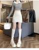 Women's A-Line Plus Size High Waist PU Leather Skirt – Korean Style, Irregular Hem, Anti-Exposure, Hip-Hugging for Autumn