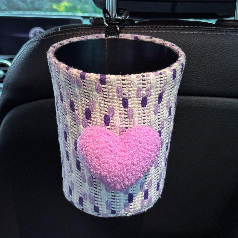 Love pattern Car Mounted Garbage Bin Cute Auto Seat Back Storage Bag Car Interior Accessories