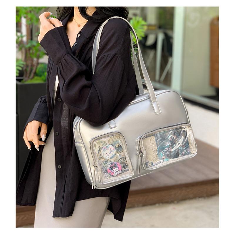 Прозрачная женская сумка из ПВХ, японский кампусный стиль, свежий и сладкий значок, новая модная сумка через плечо для известного в Интернете студента, сумочка
