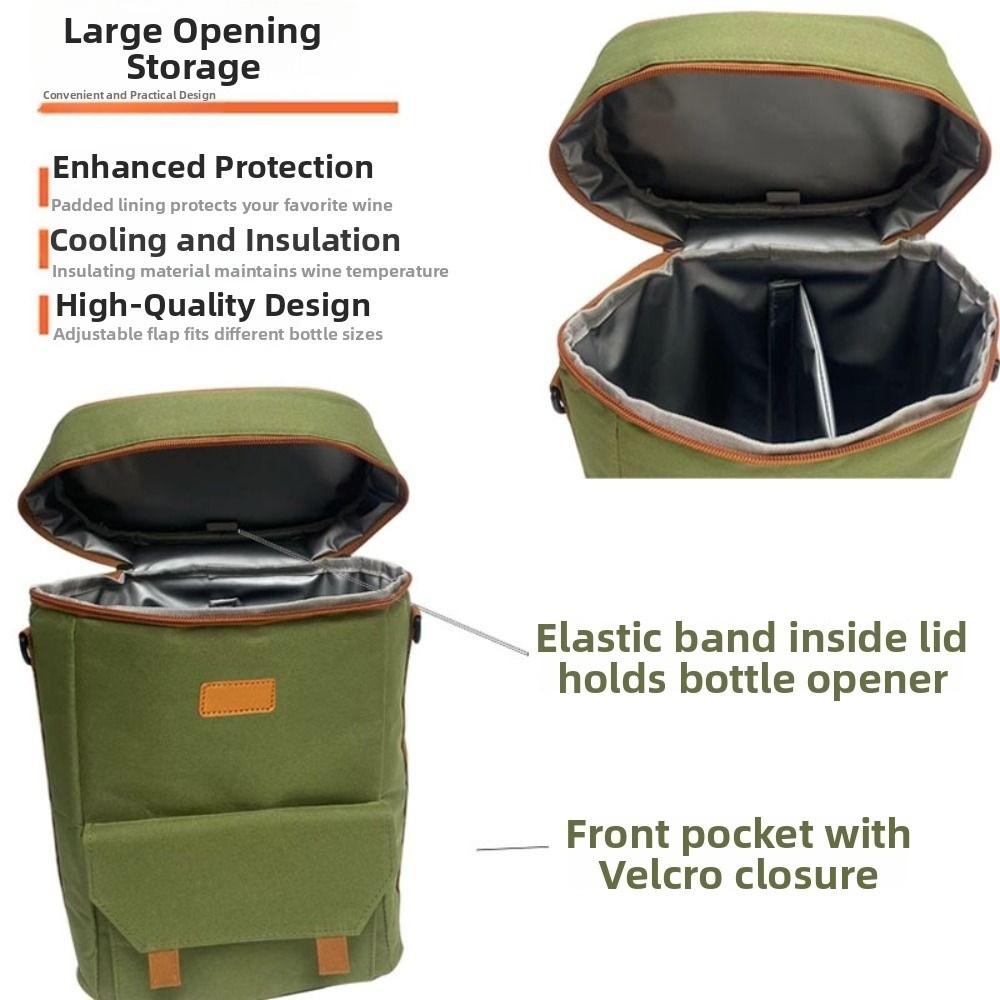 Portable Wine Tote Bag Two-bottle Camping Organizer Wine Bottle Shoulder Bag Outdoor Camping
