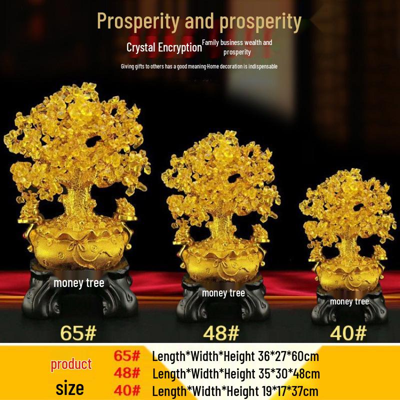 Citrine Money Tree Ornament for Wine Cabinet and Living Room Display