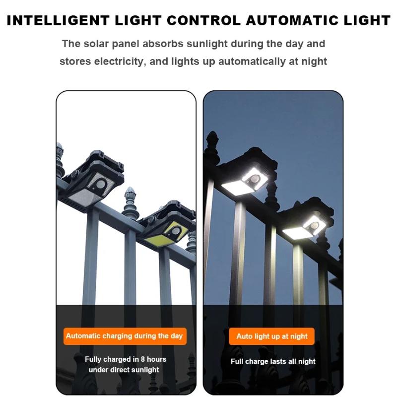 2Pack 90LEDs Solar Lights Outdoor Clip-on Motion Sensor Lights 3 Mode IP65 Waterproof Security Light For Fence Deck Wall Garage Patio