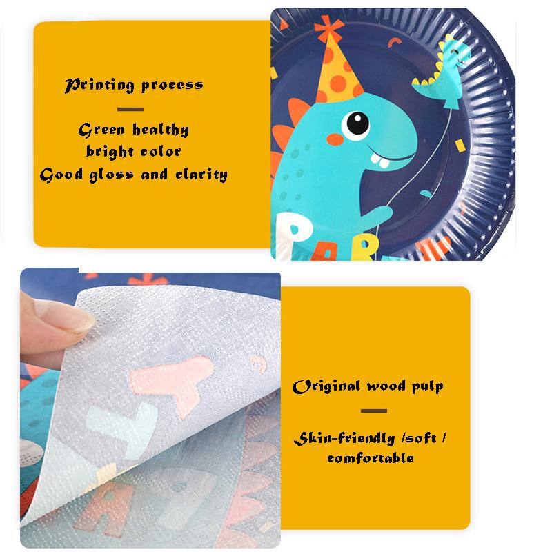 21PC Dinosaur Birthday Party Set Tableware Decorations Paper Plate& Cup Favours Child Kid Party Supplies