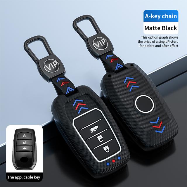 Чехол для ключей автомобиля с узором из углеродного волокна, брелок для Toyota CHR Hilux Fortuner Land Cruiser 200 Camry Corolla Crown RAV4 Highland