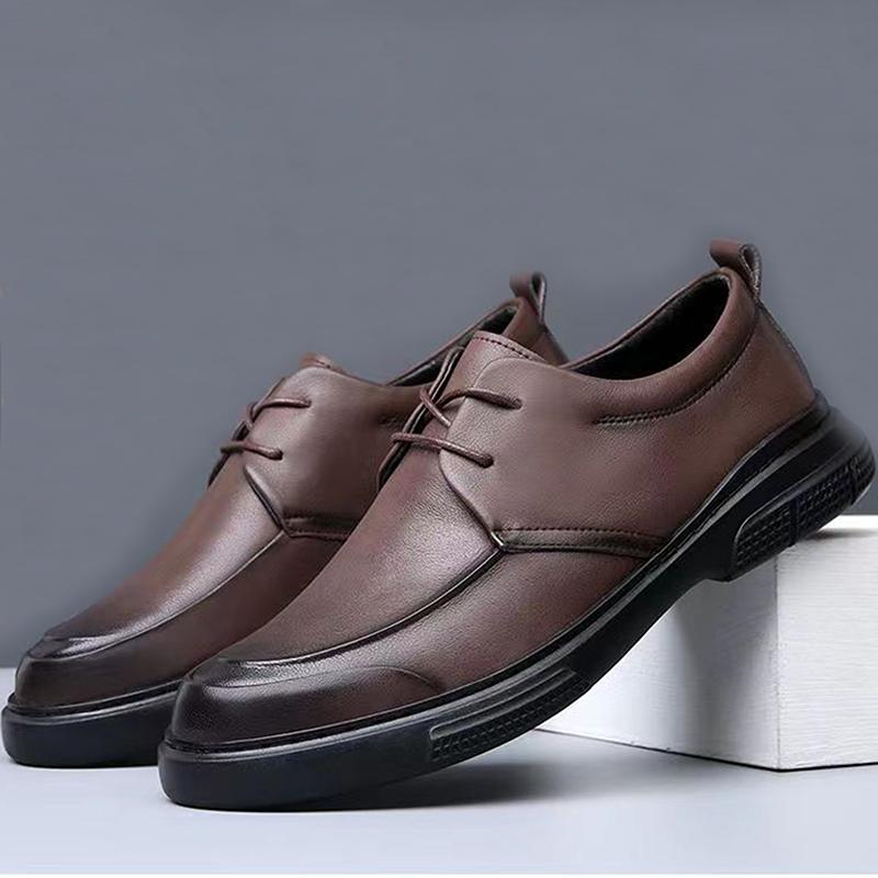 Genuine Leather Shoes Men Business Style Cow Leather Mens Derbys Shoes Flat Brand Male Footwear Black Brown