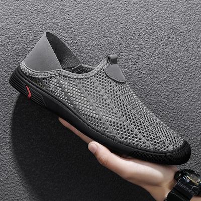 Летние мужские дышащие однотонные туфли из хлопчатобумажной ткани Fly-Woven, повседневные сетчатые туфли, универсальные мужские сандалии на каждый день, модная обувь