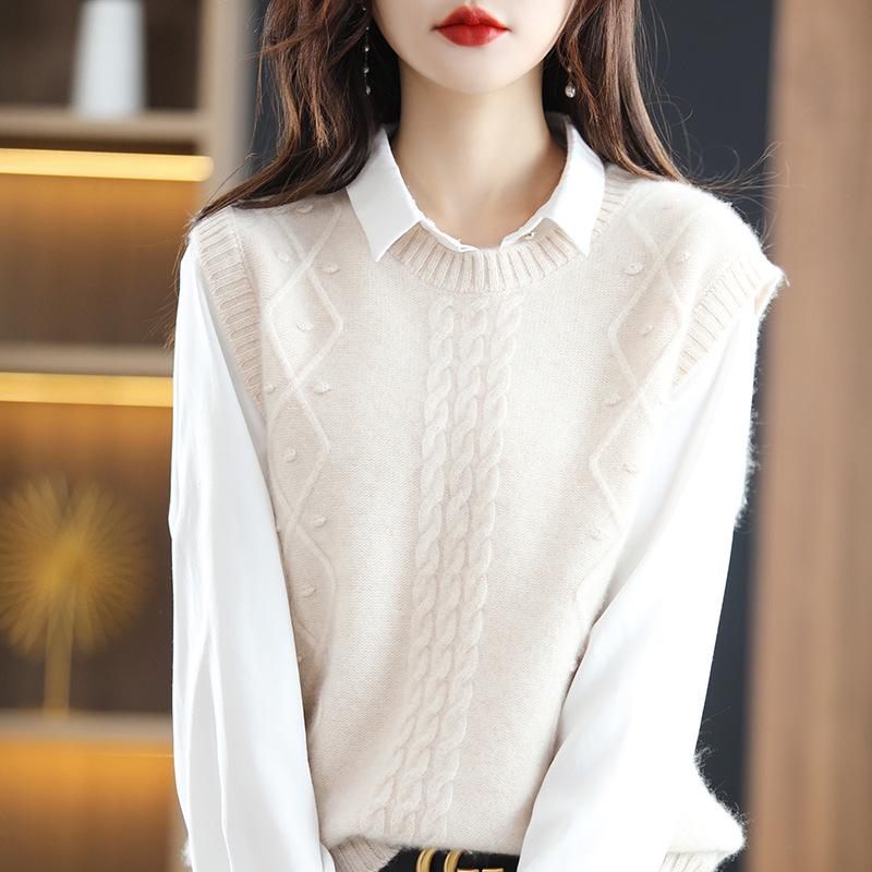 2024 Spring & Autumn Women's V-Neck Loose Waistcoat Sweater Vest