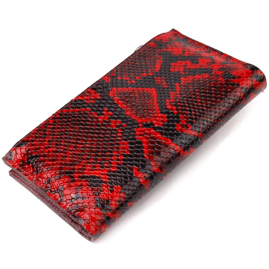 Необычный Женский кошелек из натуральной кожи с тиснением под змею CANPELLINI Wallet 21647 Разноцветный