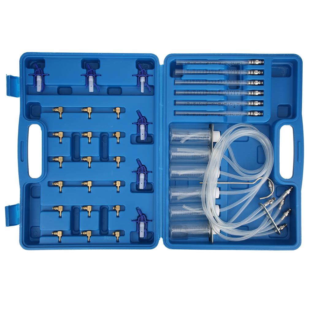 Diesel Flow Meter Adapter Set 6Cylinder Injector Detector Common Rail Leak Off Test Kit