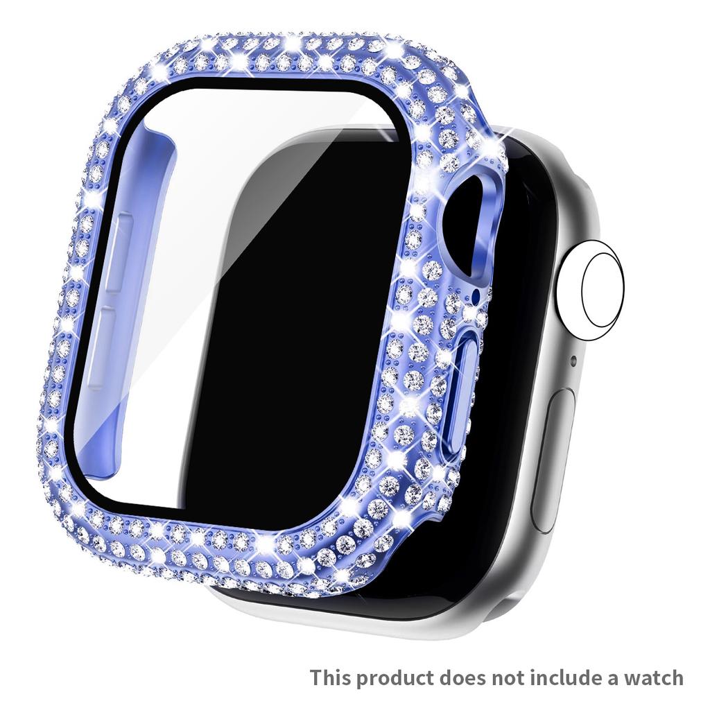 Чехол со стразами + Закаленное стекло для Apple Watch Series 11 10 9 8 7 SE, 46 42 45 41 44 40 38мм