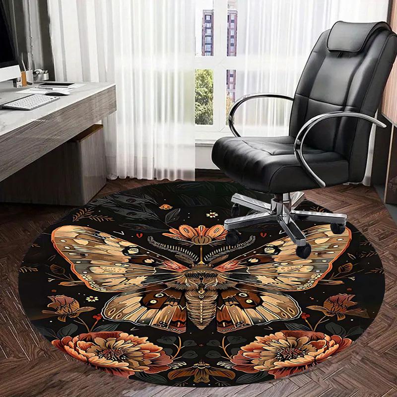 1PC Butterfly Flowers Non-Slip Floor Round carpet, Office, family, bedroom, Large Area Rug Indoor Rugs, Durable Polyester-L0350