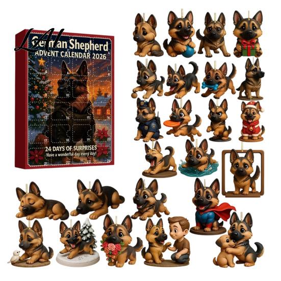 2D Acrylic Hanging Decorations 24 Day Dog Advent Calendar Cute Flat Chihuahua Ornaments Unique Gift for Moms And Dads Different Pendants Holiday