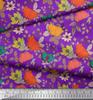 Soimoi Japan Crepe Satin Fabric Leaves & Floral Artistic Fabric Prints By Metre 42 Inch