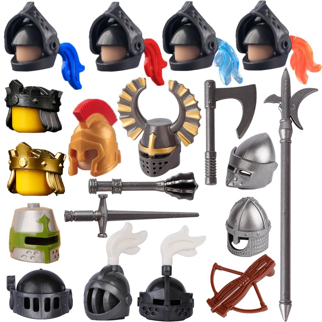 MOC Средневековые Шлемы Рыцарей Набор Строительных Блоков Аксессуары для Солдат Армии Кубики Игрушки Подарок для Мальчиков