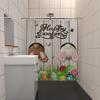 1PC Easter Bunny Easter Egg Decoration Shower Curtain, Playful rabbit theme With 12 hooks,Spring Holiday Bathroom Decoration