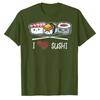 I Love Sushi Red Heart Cute Cartoon Nigiri Sushi Graphic Cotton Tshirt Food Lover Retro Streetwear Short Sleeve Daily Casual Tee