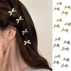 4Pcs/set Metal Bow Golden Bow Hairpins Sweet Cool Bangs Hairpins Fashion Bow Hair Clip Casual Wear