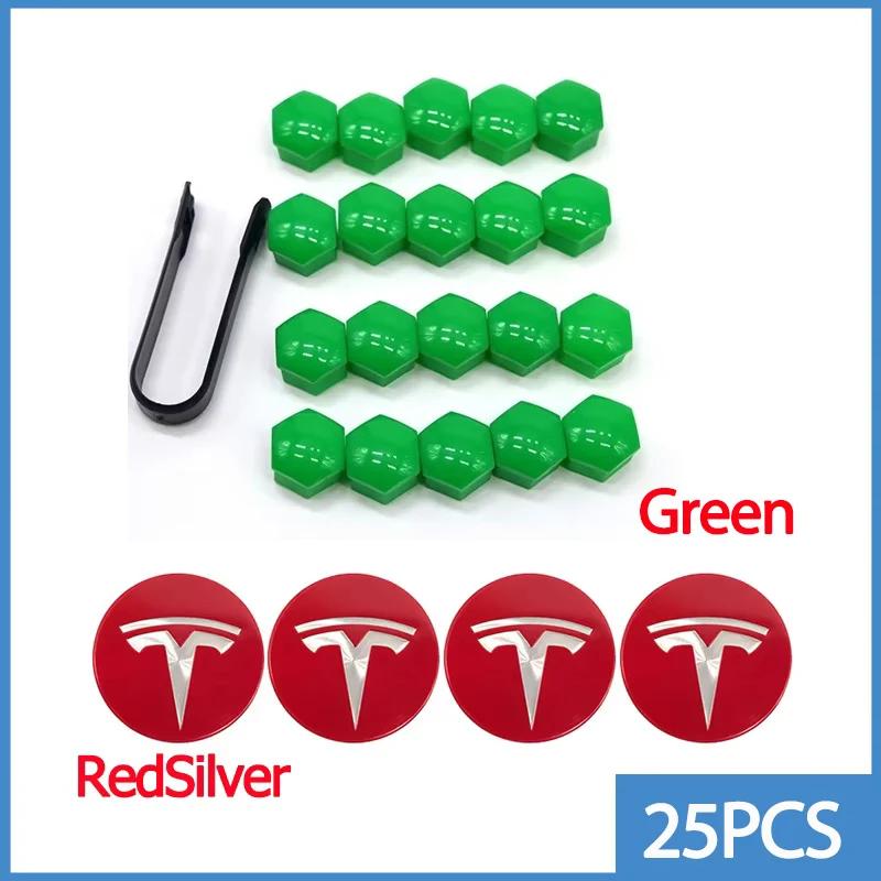 Wheel Center Hub Caps for Tesla Model 3 Y S X 25pcs 29pcs Car Valve Cap Tire Lug Nut Protective Covers Modified Decoration