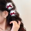 Красные бархатные заколки-банты для принцессы, милые помпоны в форме сердца, детские осенне-зимние заколки для волос, корейские милые заколки, новогодний головной убор