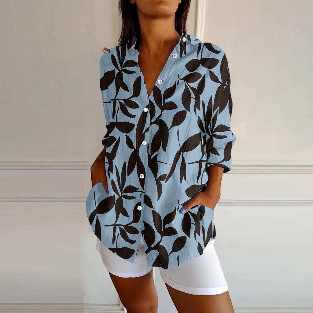 Womens Button Down Shirts Cotton Linen Long Sleeve Dress Shirts Casual Summer Tops Work Blouses