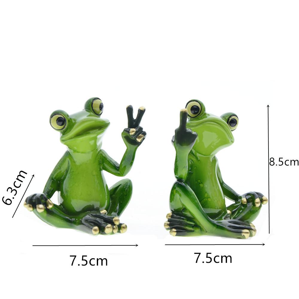 2Pcs Creative Resin Funny Frog Figurines Interior Home Decor Accessories Office Tabletop Personalized Ornaments Gift Present