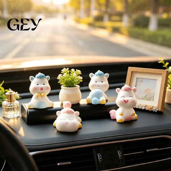 Heat Resistant Car Accessory Cute Unicorn Ornaments, Micro Landscape Decorative Resin Figures, Compact Healing Miniature Fairy Garden Figurine