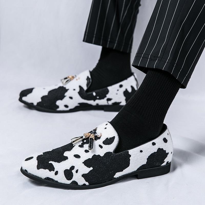 Роскошные Новые Дизайнерские Черные Белые Лоферы с Кисточками из Смешанной Кожи для Мужчин Повседневная Свадебная Формальная Обувь Zapatos Hombre