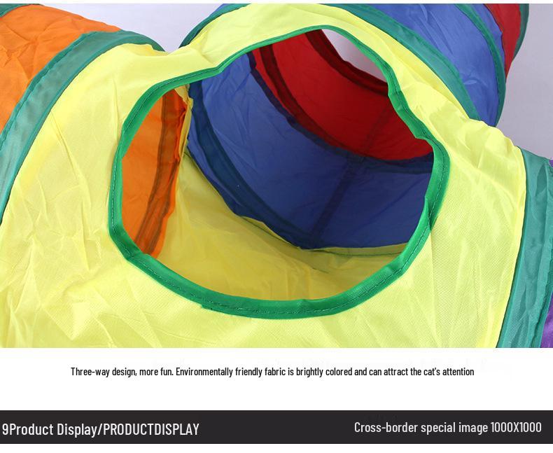 Foldable Rainbow Cat Tunnel: Interactive Cross-Border Play Tube for Cats