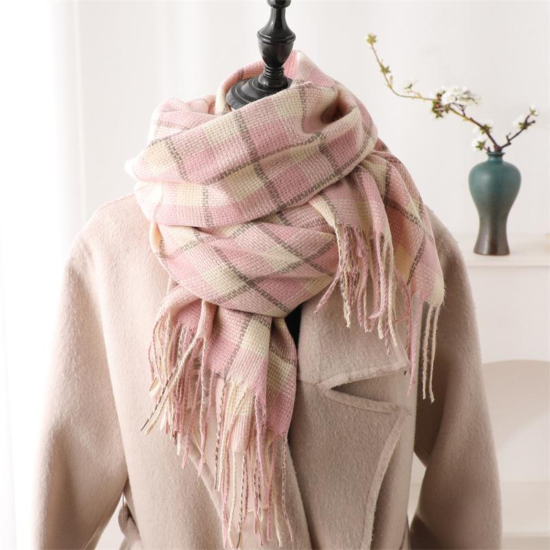 2024 Autumn And Winter Imitation Cashmere Scarf Solid Color Fashionable Versatile Warm Shawl Tassel Scarf