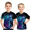 Summer Children Space Galaxy 3D T Shirt Angel Animal Lion Tiger Wolf Leopard Printed Boys Girls T-shirt Kids Fashion Tshirt Tops