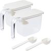 Seasoning Pot with Spoon Seasoning Container Gasket To Prevent Salt and Sugar Container Lock R209W (2 pieces/White) (with Moisture) (Good